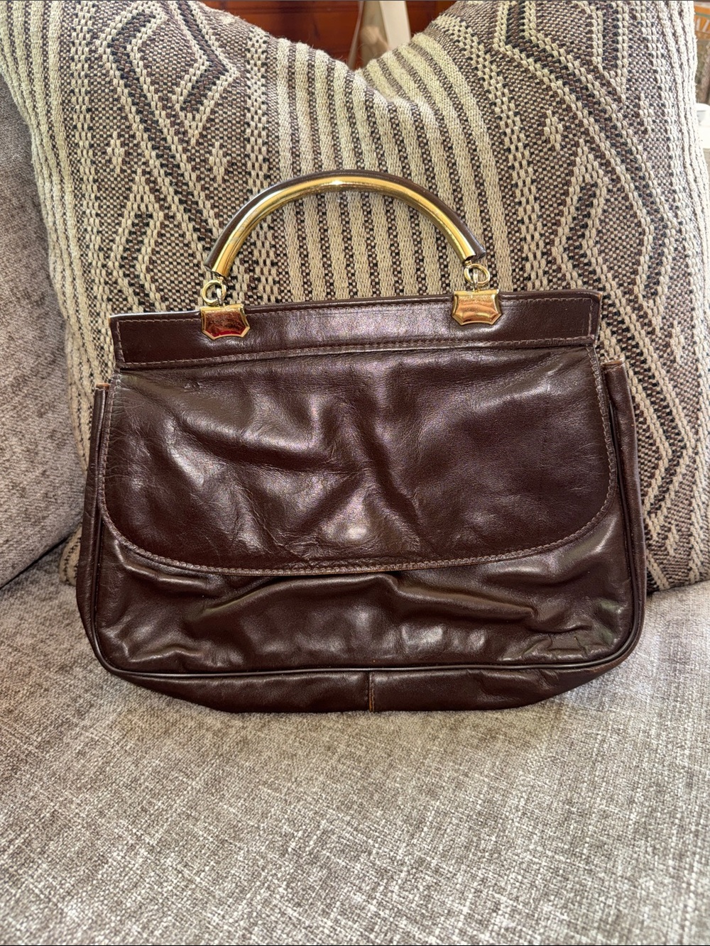 Classic Brown Leather Top-Handle Women’s Bag